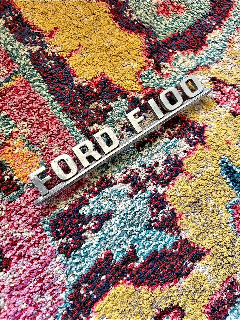 Ford F100 Vintage Hood Emblem Silver Automotive Decor